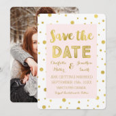 Blush Gold Confetti Wedding Foto Save the Date (Vorne/Hinten)