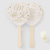 Blush Gold Confetti Wedding Program Hand Fan Fächer (Vorne und Hinten)