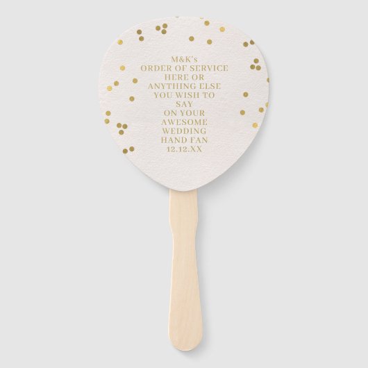 Blush Gold Confetti Wedding Program Hand Fan Fächer (Rückseite)