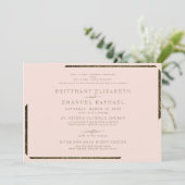 Blush & Gold Dazzling bei beiden Eltern Hochzeit Einladung (Stehend Vorderseite)