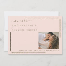 Blush & Gold Dazzling Wedding Rette unser Datum Einladung