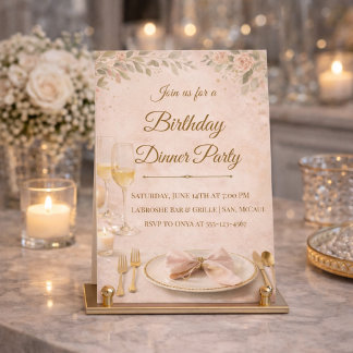 Blush Gold Dinner Party Invitation Einladung