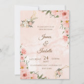 Blush & Gold: Eine blumengeschmackvolle Hochzeitsf Einladung (Vorderseite)