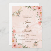 Blush & Gold: Eine blumengeschmackvolle Hochzeitsf Einladung (Vorne/Hinten)