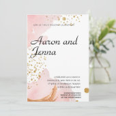 Blush & Gold Elegante Abstrakte Hochzeitseinladung Einladung (Stehend Vorderseite)