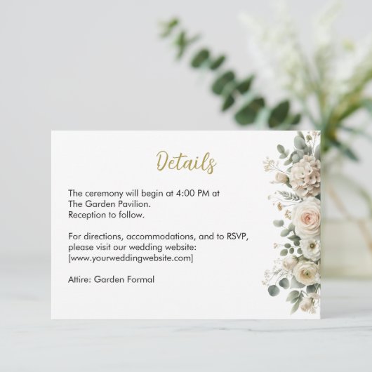 Blush & Gold Elegante Hochzeitskarte Begleitkarte (Stehend Vorderseite)