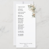 Blush & Gold elegante Hochzeitsprogrammkarte (Rückseite)