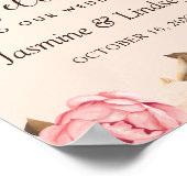 Blush Gold English Floral Wedding Willkommenszeich Poster (Ecke)
