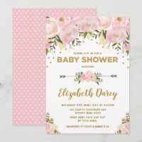 Blush Gold Floral Baby Dusche Hütte Chic