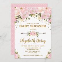 Blush Gold Floral Baby Dusche Hütte Chic