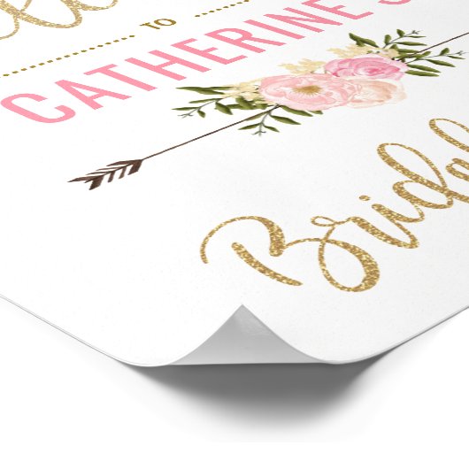 Blush Gold Floral Brautparty Begrüßung Dekoration (Ecke)