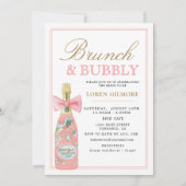 Blush Gold Floral Champagne Bridal Brunch Einladung (Vorderseite)