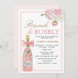 Blush Gold Floral Champagner Brunch und Bubbly Einladung