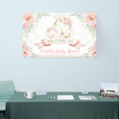 Blush Gold Floral Fox Woodland Baby Dusche Herzlic Banner (Messeveranstaltung)