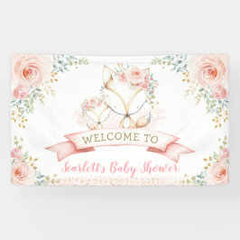 Blush Gold Floral Fox Woodland Baby Dusche Herzlic Banner