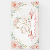 Blush Gold Floral Fox Woodland Baby Dusche Herzlic Banner (Vertikal)