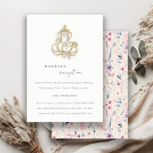 Blush Gold Floral Ganesh Indische Hochzeitsempfehl Begleitkarte