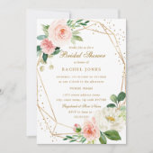 Blush Gold Floral Geometric Brautparty Einladung (Vorderseite)