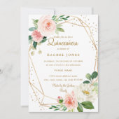 Blush Gold Floral Geometric Quinceanera Einladung (Vorderseite)