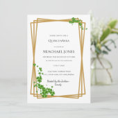 Blush Gold Floral Geometric Quinceanera Einladung (Stehend Vorderseite)