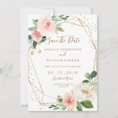 Blush Gold Floral Geometric Wedding Save the Date (Vorderseite)