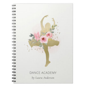 Blush Gold Floral Girl Dancer Dance Academy Notizblock