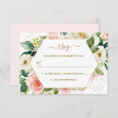 Blush Gold Floral Gold Wedding RSVP (Vorne/Hinten)