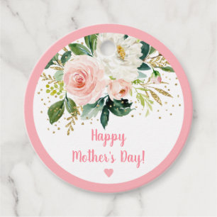 Blush Gold Floral Happy Mother Day Geschenkanhänger