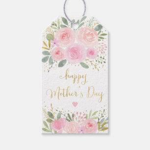Blush Gold Floral Happy Mother Day Geschenkanhänger