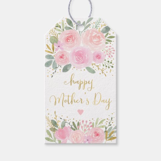 Blush Gold Floral Happy Mother Day Geschenkanhänger (Vorderseite)