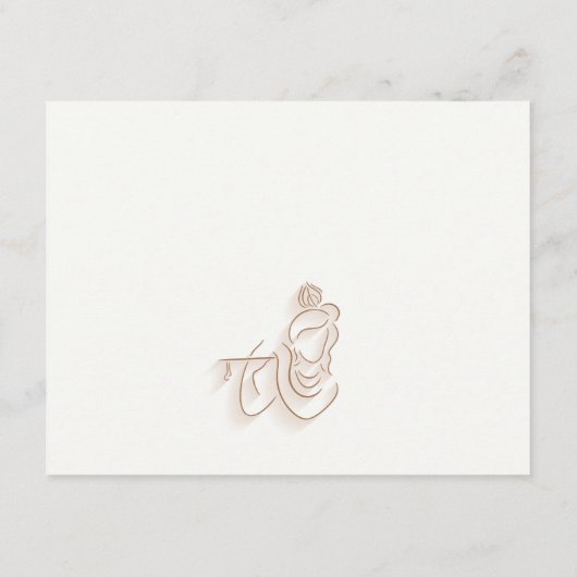 Blush Gold Floral Krishna Indian Wedding Mehndi Begleitkarte (Rückseite)