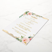 Blush Gold Floral Lace Quinceanera Folieneinladung (Gedreht)