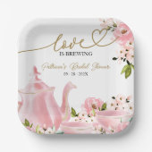 Blush Gold Floral Liebe Braut Brautparty Pappteller (Vorderseite)
