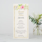 Blush Gold Floral Moderne Hochzeitsfeier Programm (Stehend Vorderseite)