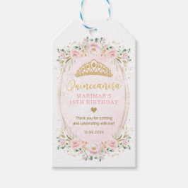 Blush Gold Floral Quinceanera Mis Quince Geburtsta Geschenkanhänger