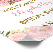 Blush Gold Floral Reiseabenteuer Brautparty Poster (Ecke)
