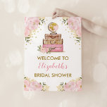 Blush Gold Floral Reiseabenteuer Brautparty Poster<br><div class="desc">Das reisebezogene Begrüßungsschild für Brautparty,  Babydusche,  Hochzeit...  mit eleganten,  in Aquarelltönen gestrichenen Blume,  Vintagen Koffern und einem hübschen Globus</div>