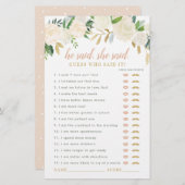 Blush Gold Floral sagte sie Dusche Spiel (Vorne/Hinten)