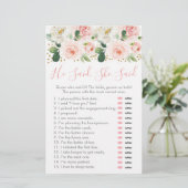Blush Gold Floral sagte sie sagte Bridal Game (Stehend Vorderseite)