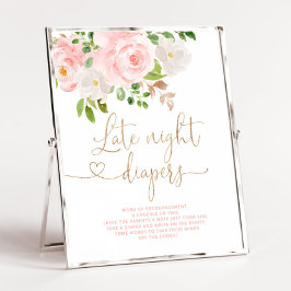 Blush gold floral Späte Nacht Windeln Spiel Poster