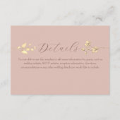 Blush Gold Floral Wedding Details Card Begleitkarte (Vorderseite)