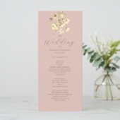 Blush Gold Floral Wedding Program Programm (Stehend Vorderseite)
