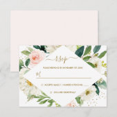 Blush Gold Floral Wedding RSVP Karte (Vorne/Hinten)
