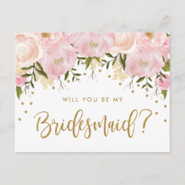 Blush Gold Floral werden Sie meine Bridesmädchen s Einladung