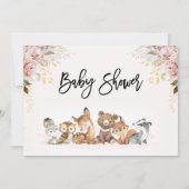 Blush Gold Floral Woodland Baby Dusche Einladung (Rückseite)