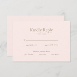 Blush Gold Foliage Wedding Response Card RSVP Karte