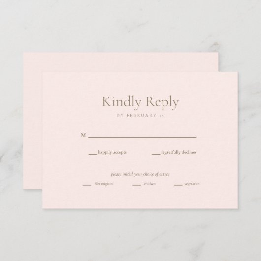 Blush Gold Foliage Wedding Response Card RSVP Karte (Vorne/Hinten)