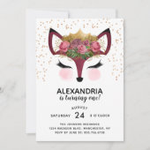Blush & Gold Fox Princess Geburtstag Einladung (Vorderseite)