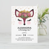Blush & Gold Fox Princess Geburtstag Einladung (Stehend Vorderseite)