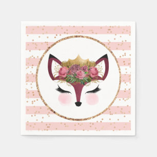 Blush & Gold Fox Princess Serviette